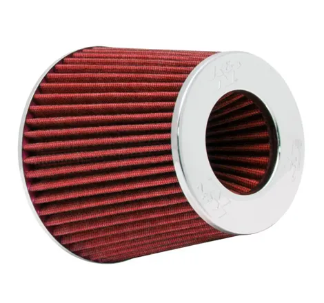 K&N Universal Air Filter Chrome Round Tapered Red - 4in Flange ID x 1.125in Flange Length x 5.5in H