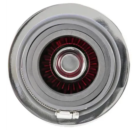 K&N Universal Air Filter Chrome Round Tapered Red - 4in Flange ID x 1.125in Flange Length x 5.5in H