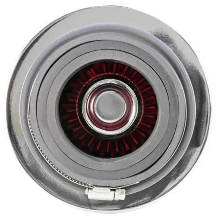 K&N Universal Air Filter Chrome Round Tapered Red - 4in Flange ID x 1.125in Flange Length x 5.5in H