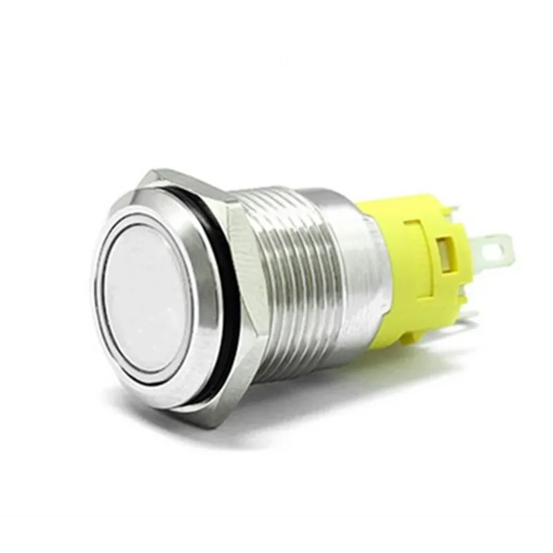 19mm Chrome Latching Push Button Switch - White LED