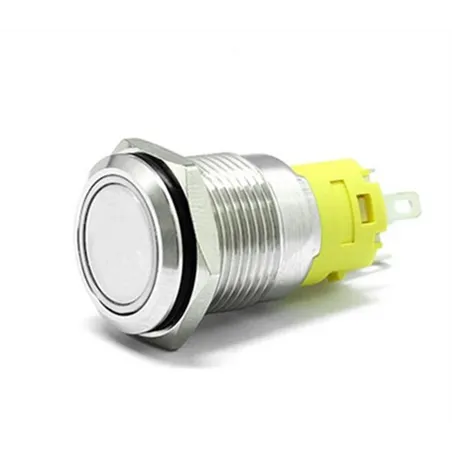 19mm Chrome Latching Push Button Switch - White LED
