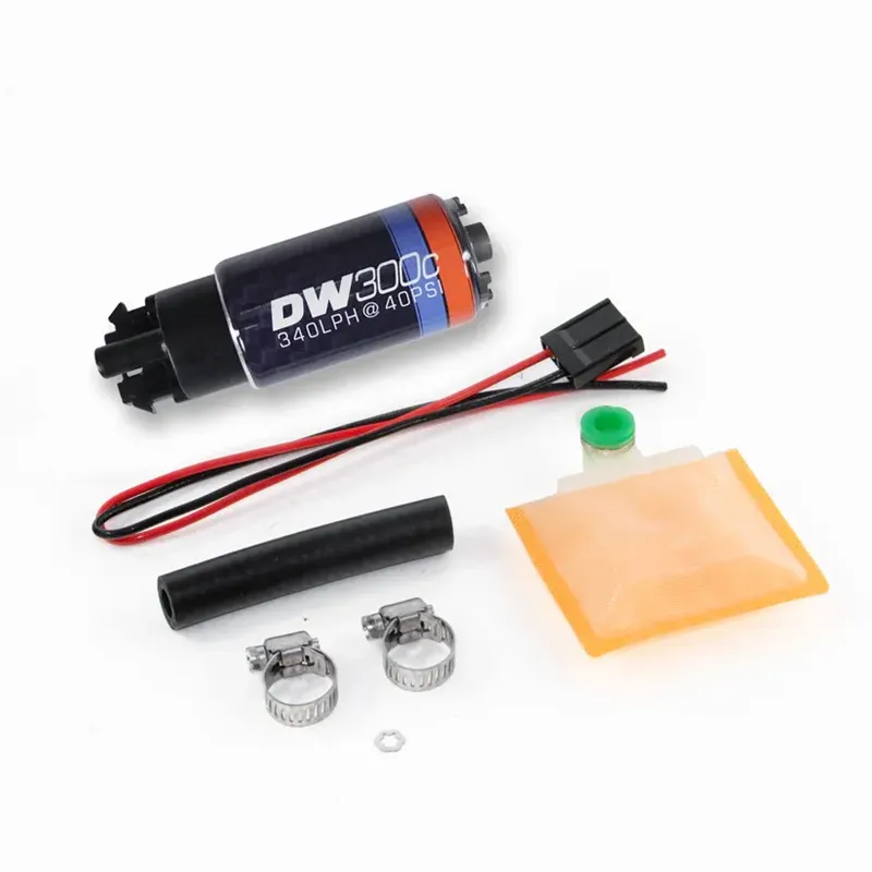 DeatschWerks 340lph DW300C Compact Fuel Pump w/ Universal Install Kit (w/ Mounti