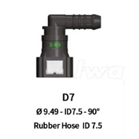 Quick Release 9.49F to 10mm Barb 90 Degree (ID 7.5)