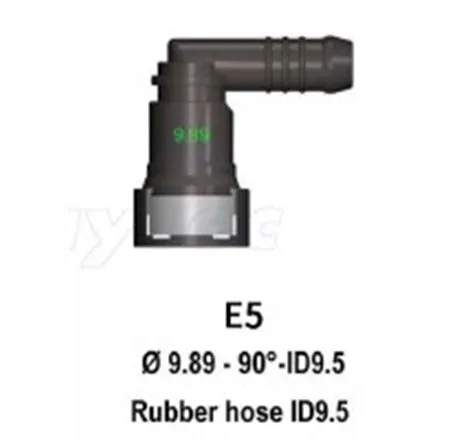 Quick Release 9.89F to 10mm Barb 90 Degree (ID 9.5)