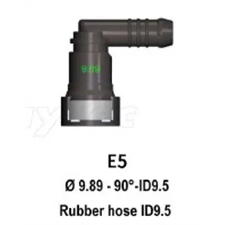 Quick Release 9.89F to 10mm Barb 90 Degree (ID 9.5)