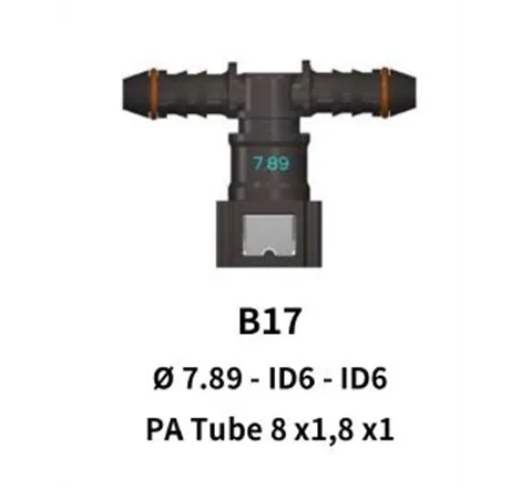 Quick Release 7.89 Tee for 8mm Nylon Hose & 8mm Nylon Hose