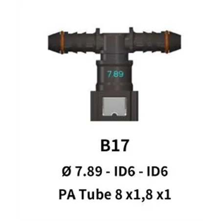 Quick Release 7.89 Tee for 8mm Nylon Hose & 8mm Nylon Hose