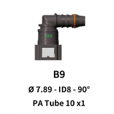 Quick Release 7.89 to 10mm 90 Degree Elbow for Nylon Hose